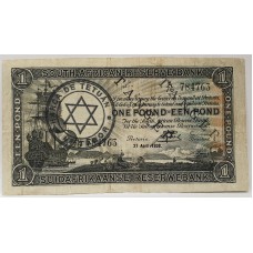 SOUTH AFRICA 1938 . ONE 1 POUND BANKNOTE . SPECIMEN . TANGER OVERPRINT